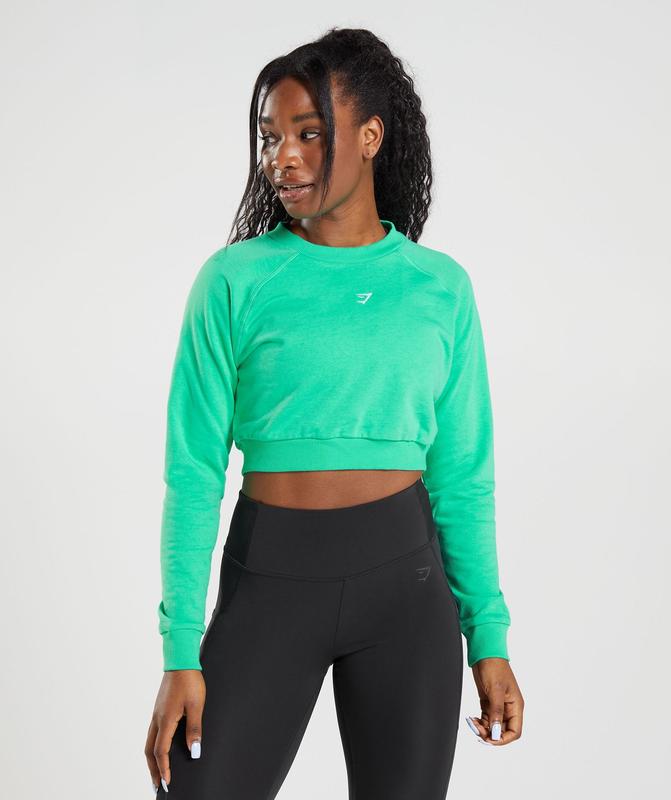 Gymshark Training Cropped Sweater Pullovers Groen | 71XECRHFP