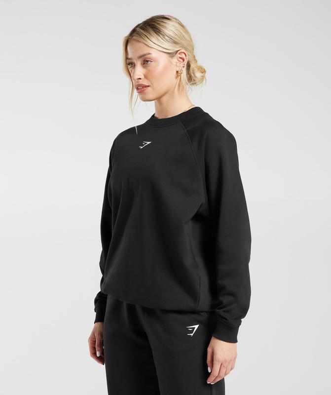 Gymshark Training Oversized Fleece Sweatshirt Pullovers Zwart | 39FOILGXJ