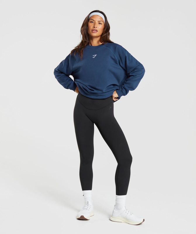 Gymshark Training Oversized Fleece Sweatshirt Pullovers Blauw | 95KPJQVFR