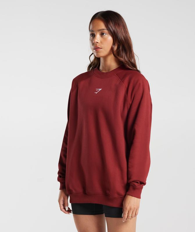 Gymshark Training Oversized Fleece Sweatshirt Pullovers Rood | 50IHBFJUG