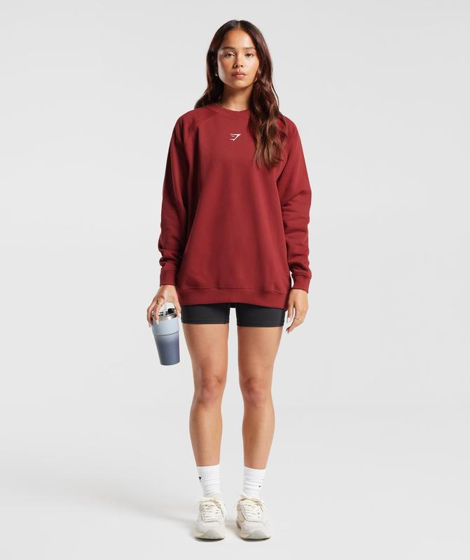 Gymshark Training Oversized Fleece Sweatshirt Pullovers Rood | 50IHBFJUG