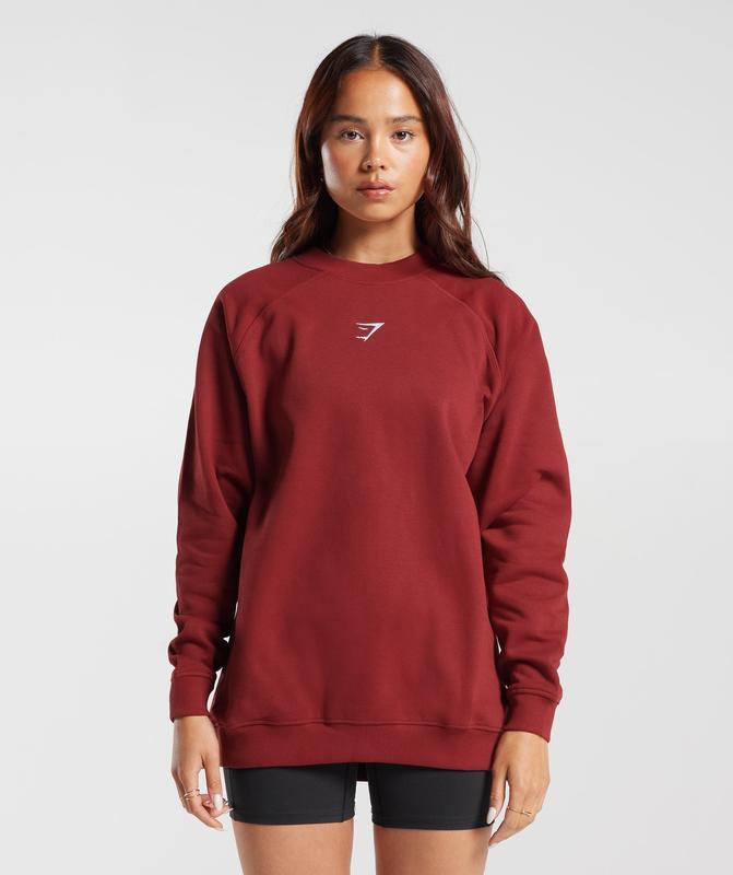 Gymshark Training Oversized Fleece Sweatshirt Pullovers Rood | 50IHBFJUG