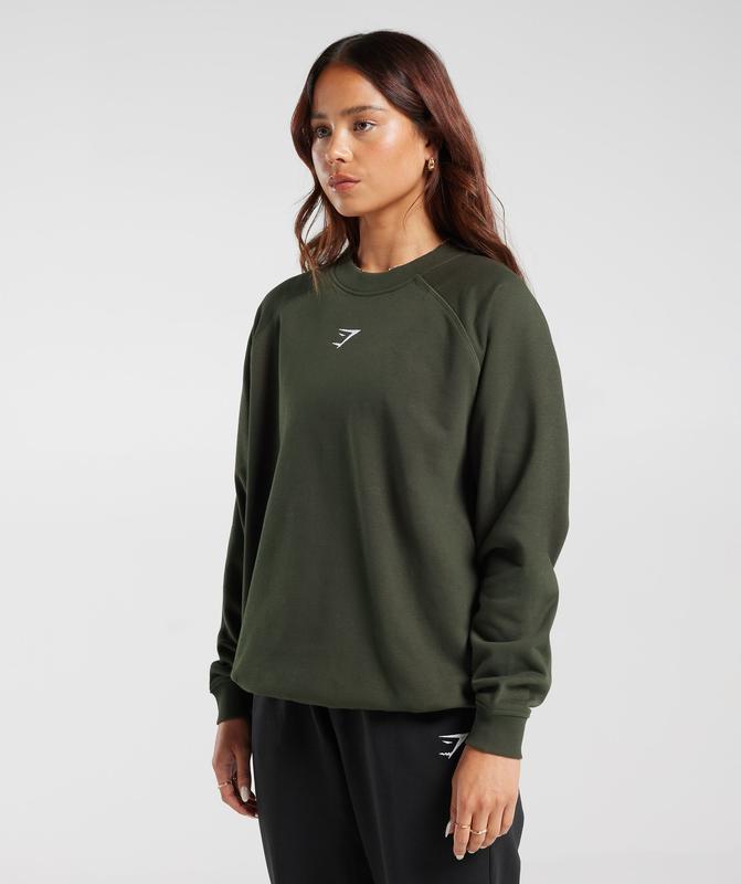 Gymshark Training Oversized Fleece Sweatshirt Pullovers Diepolijfgroen Groen | 36NGSCEYW