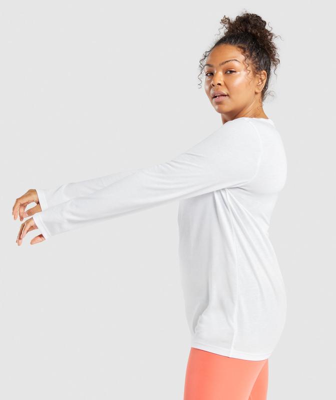 Gymshark Training Oversized Long Sleeve Top T-Shirts Wit | 57XJVIPKH