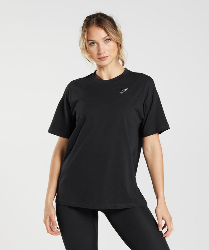 Gymshark Training Oversized T-Shirt T-Shirts Zwart | 87KYFZAIH