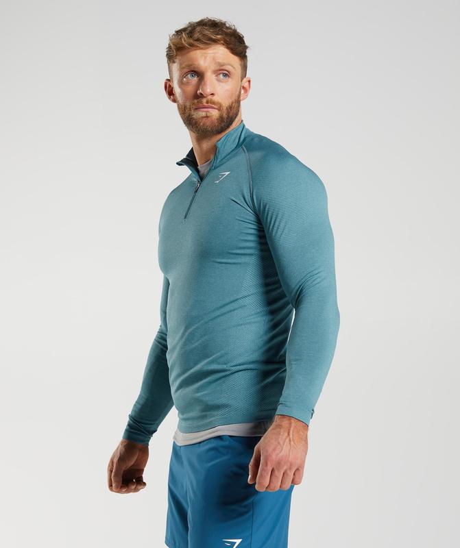 Gymshark Vital 1/4 Zip Pullovers Blauw | 87SUGXMYN