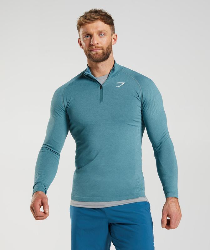 Gymshark Vital 1/4 Zip Pullovers Blauw | 87SUGXMYN