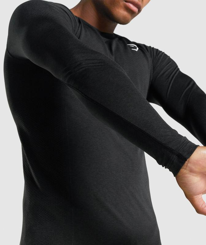 Gymshark Vital Light Seamless Long Sleeve T-Shirt Long Sleeve Top Zwart | 23QEZBLCW