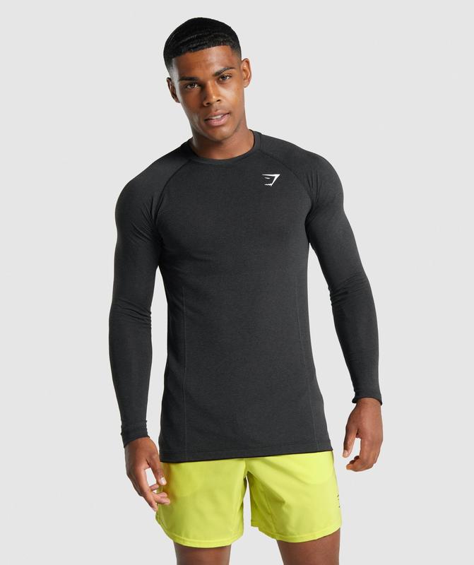 Gymshark Vital Light Seamless Long Sleeve T-Shirt Long Sleeve Top Zwart | 23QEZBLCW