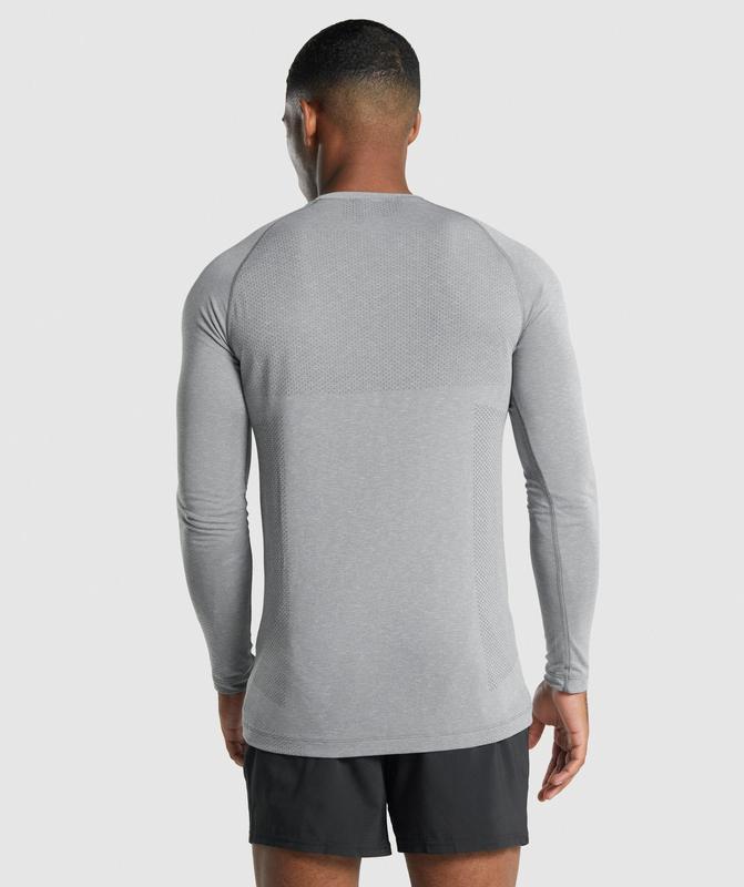 Gymshark Vital Light Seamless Long Sleeve T-Shirt Long Sleeve Top Charcoal Marl | 24UKTHYJE