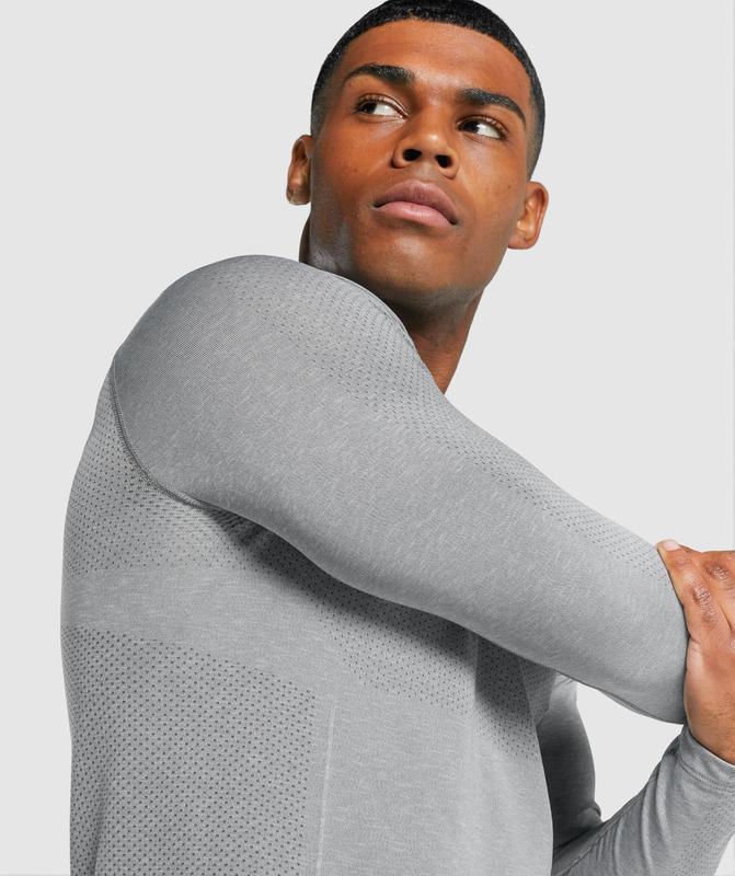 Gymshark Vital Light Seamless Long Sleeve T-Shirt Long Sleeve Top Charcoal Marl | 24UKTHYJE