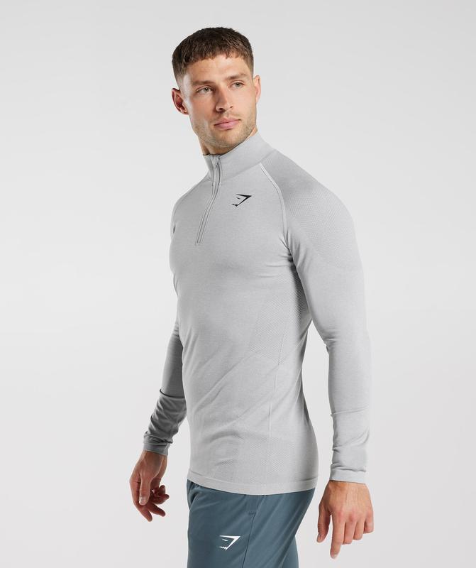 Gymshark Vital Seamless 1/4 Zip Pullovers Lichtgrijs | 59RNGUIYB