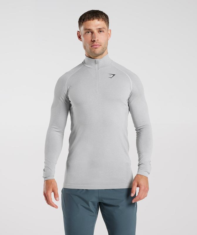 Gymshark Vital Seamless 1/4 Zip Pullovers Lichtgrijs | 59RNGUIYB