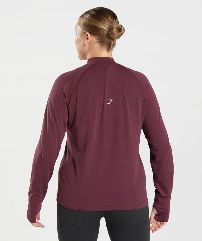 Gymshark Vital Seamless 2.0 1/2 Zip Pullover Pullovers Bordeaux | 13EUARYLO