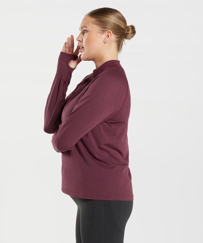 Gymshark Vital Seamless 2.0 1/2 Zip Pullover Pullovers Bordeaux | 13EUARYLO