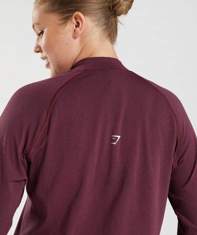 Gymshark Vital Seamless 2.0 1/2 Zip Pullover Pullovers Bordeaux | 13EUARYLO