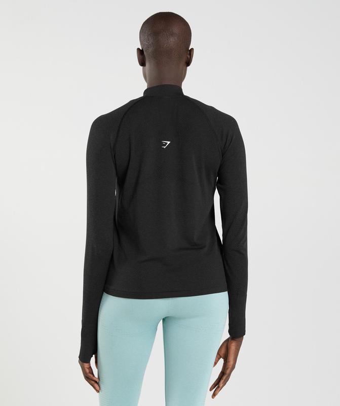 Gymshark Vital Seamless 2.0 1/2 Zip Pullover Pullovers Zwart | 48TJKHVWC