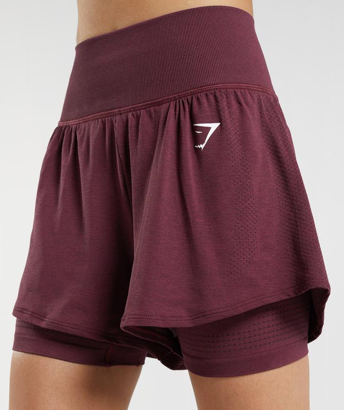 Gymshark Vital Seamless 2.0 2-in-1 Shorts Korte Broek Bordeaux | 89GNSZDJC