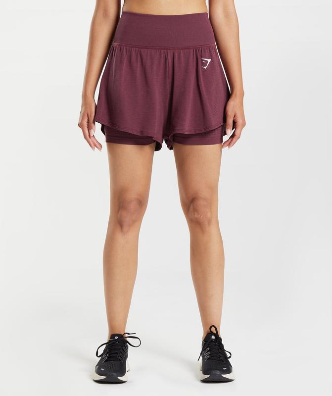 Gymshark Vital Seamless 2.0 2-in-1 Shorts Korte Broek Bordeaux | 89GNSZDJC