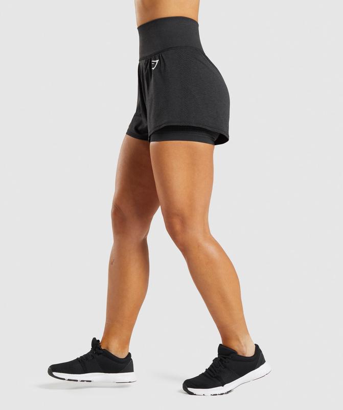 Gymshark Vital Seamless 2.0 2-in-1 Shorts Korte Broek Zwart | 01IVONPFY