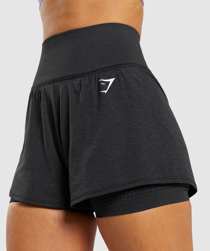 Gymshark Vital Seamless 2.0 2-in-1 Shorts Korte Broek Zwart | 01IVONPFY