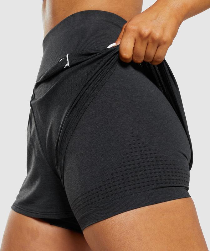 Gymshark Vital Seamless 2.0 2-in-1 Shorts Korte Broek Zwart | 01IVONPFY