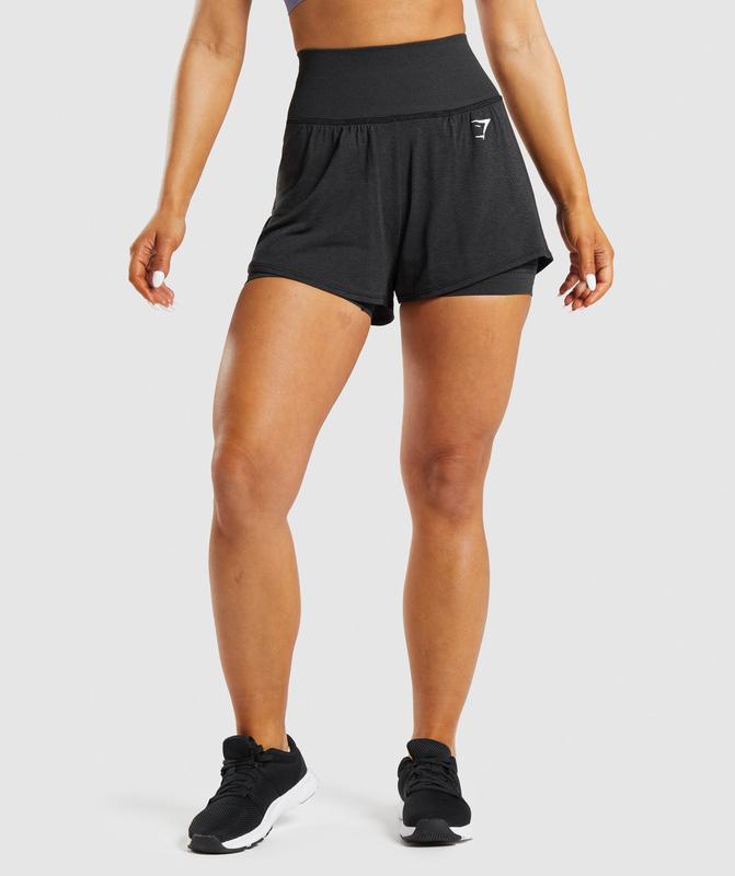 Gymshark Vital Seamless 2.0 2-in-1 Shorts Korte Broek Zwart | 01IVONPFY