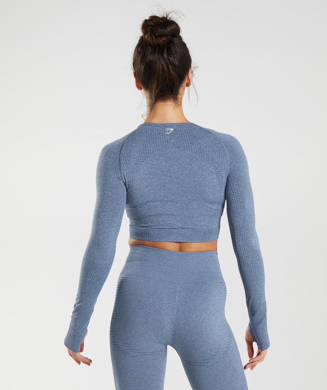 Gymshark Vital Seamless 2.0 Crop Top Crop Tops Blauw | 57KJUTNQD