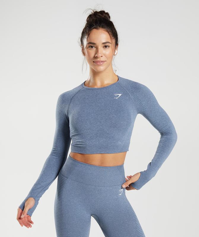 Gymshark Vital Seamless 2.0 Crop Top Crop Tops Blauw | 57KJUTNQD