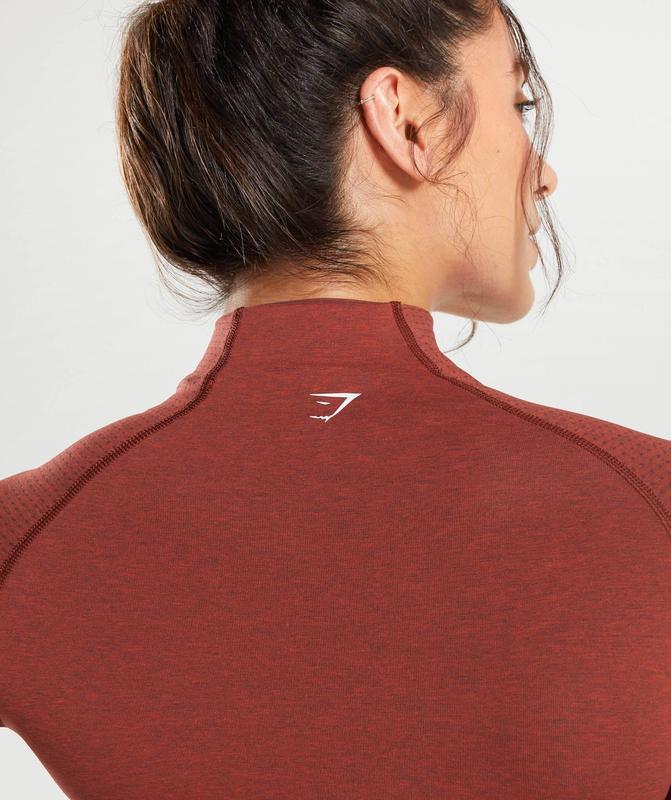 Gymshark Vital Seamless 2.0 High Neck Midi Top Crop Tops Rood | 53DXQZVTN