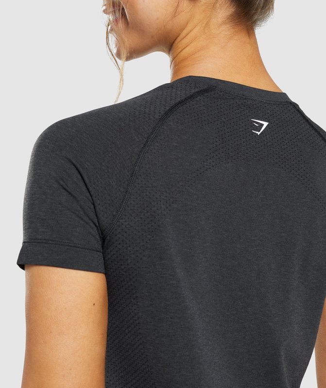 Gymshark Vital Seamless 2.0 Light T-Shirt T-Shirts Zwart | 06NRUISOD