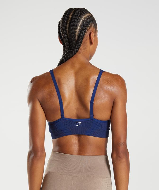 Gymshark Vital Seamless 2.0 V Neck Sports Bra Sports Bras Blauw | 07LCDBIAH