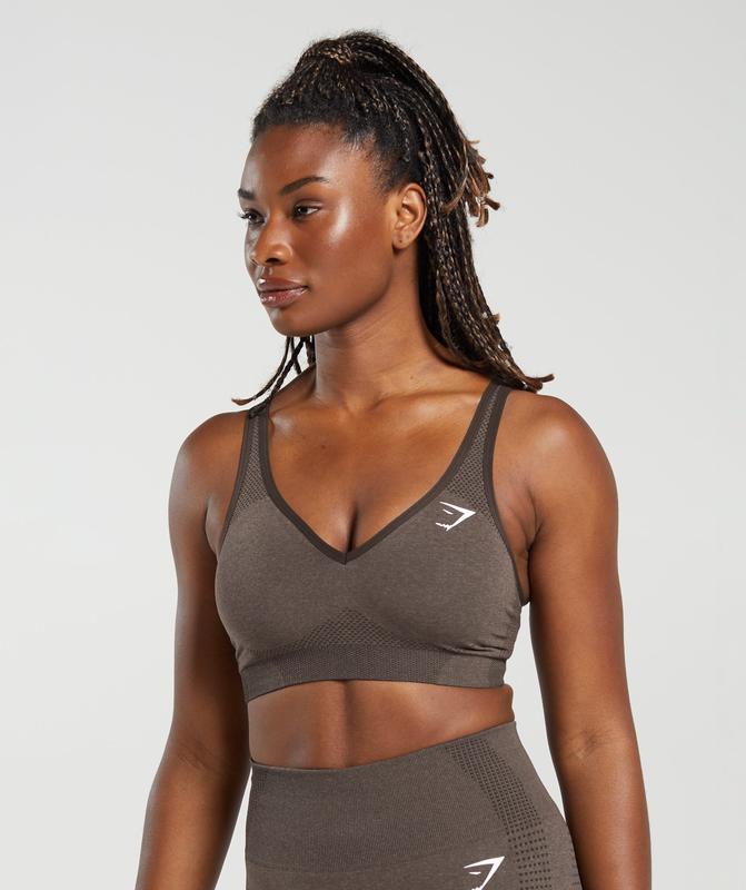 Gymshark Vital Seamless 2.0 V Neck Sports Bra Sports Bras Bruin | 19AXPOWKH