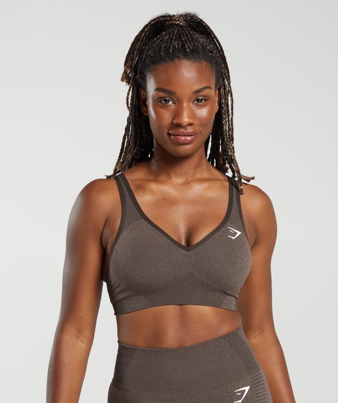 Gymshark Vital Seamless 2.0 V Neck Sports Bra Sports Bras Bruin | 19AXPOWKH