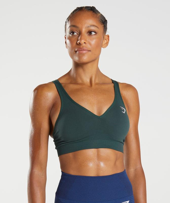 Gymshark Vital Seamless 2.0 V Neck Sports Bra Sports Bras Groen | 47LNYSUDP