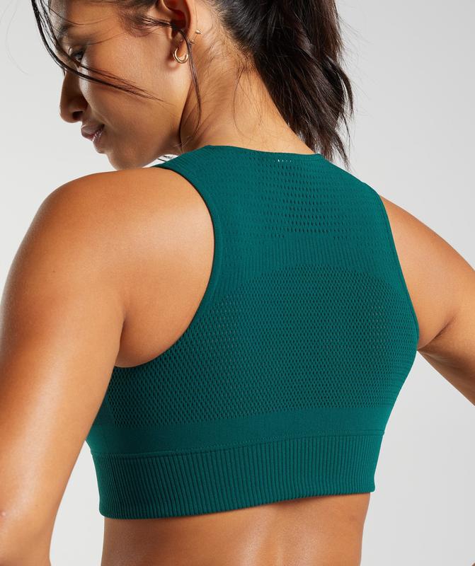 Gymshark Warp Knit Crop Top Crop Tops Groen | 87EAWQXLC