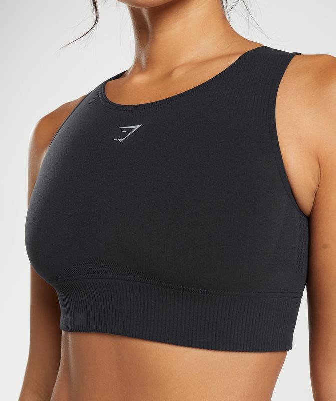 Gymshark Warp Knit Crop Top Crop Tops Zwart | 67NVFWCGA