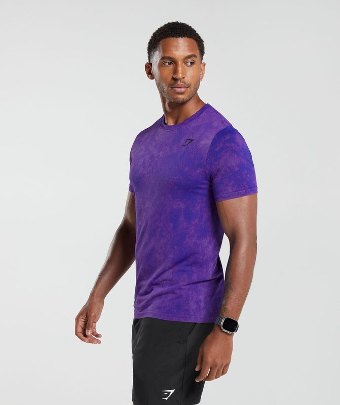 Gymshark Washed Seamless T-Shirt T-Shirts Paars | 15GKPOYSL