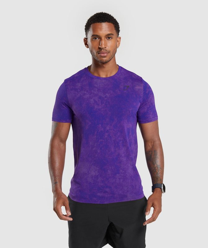 Gymshark Washed Seamless T-Shirt T-Shirts Paars | 15GKPOYSL