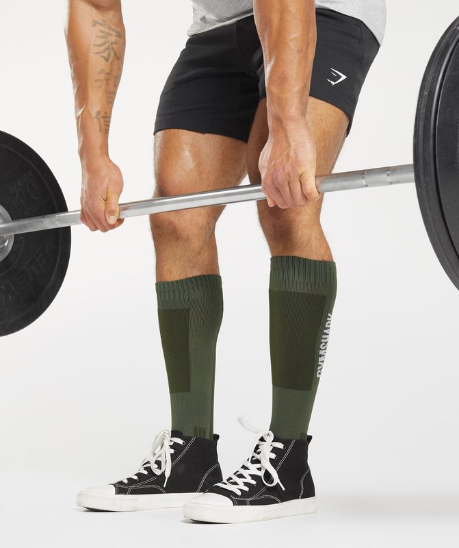 Gymshark Weightlifting Sock Sokken Olijfgroen Groen | 15PITCSMZ