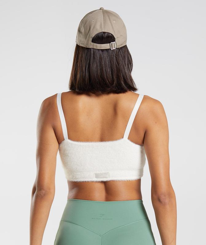 Gymshark Whitney Eyelash Knit Bandeau Sports Bras Wit | 34UFLWTVY