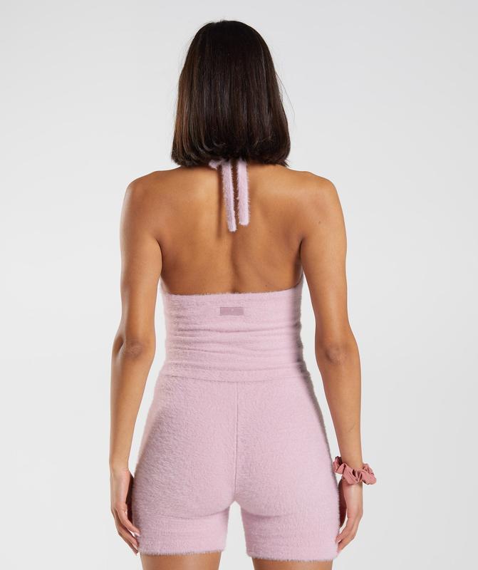 Gymshark Whitney Eyelash Knit Midi Halter Top Tanktop Roze | 07VZWGDHX