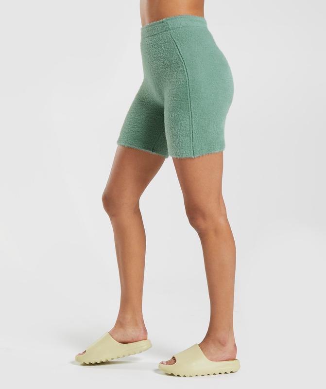 Gymshark Whitney Eyelash Knit Shorts Korte Broek Groen | 83FKZAJLQ