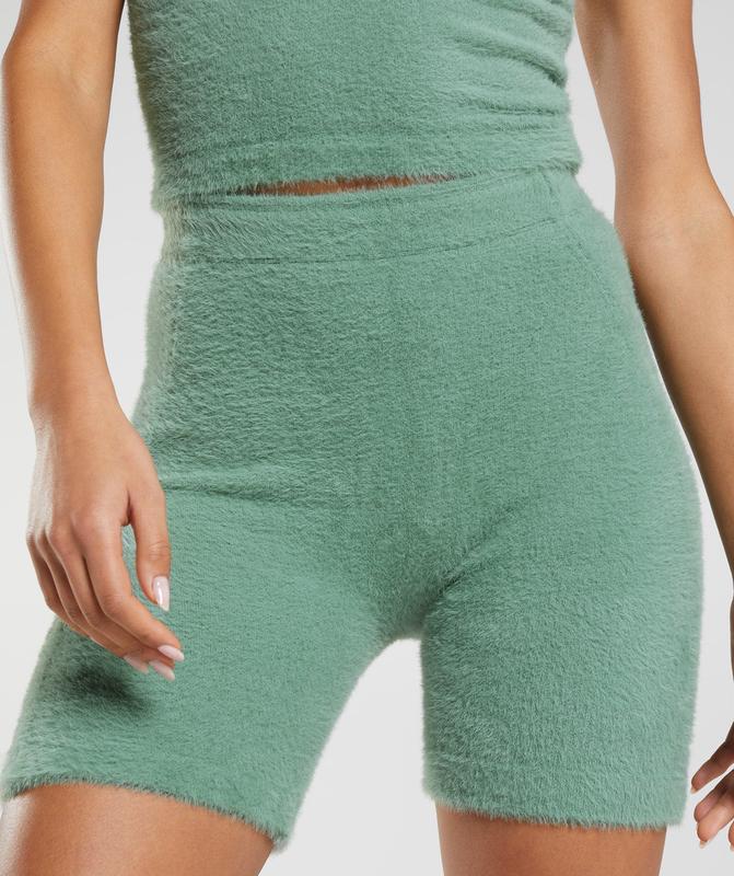 Gymshark Whitney Eyelash Knit Shorts Korte Broek Groen | 83FKZAJLQ