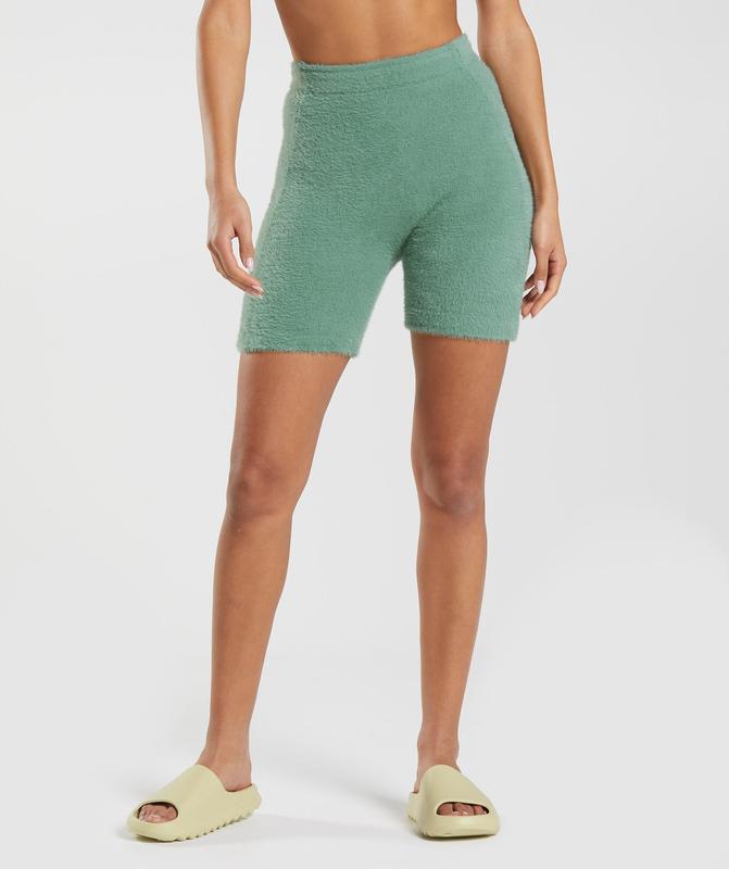 Gymshark Whitney Eyelash Knit Shorts Korte Broek Groen | 83FKZAJLQ