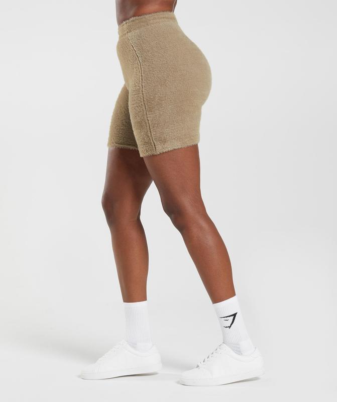 Gymshark Whitney Eyelash Knit Shorts Korte Broek Bruin | 59DHYAKQC