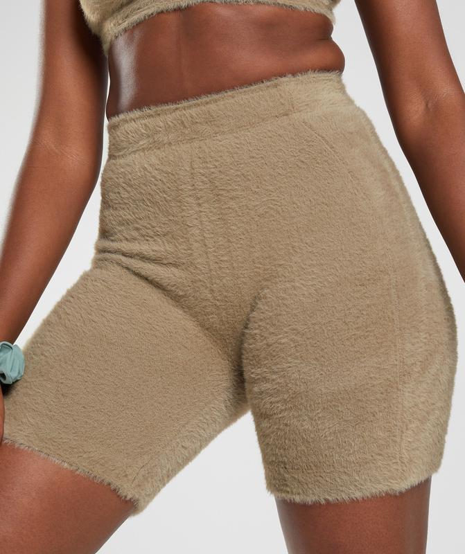 Gymshark Whitney Eyelash Knit Shorts Korte Broek Bruin | 59DHYAKQC