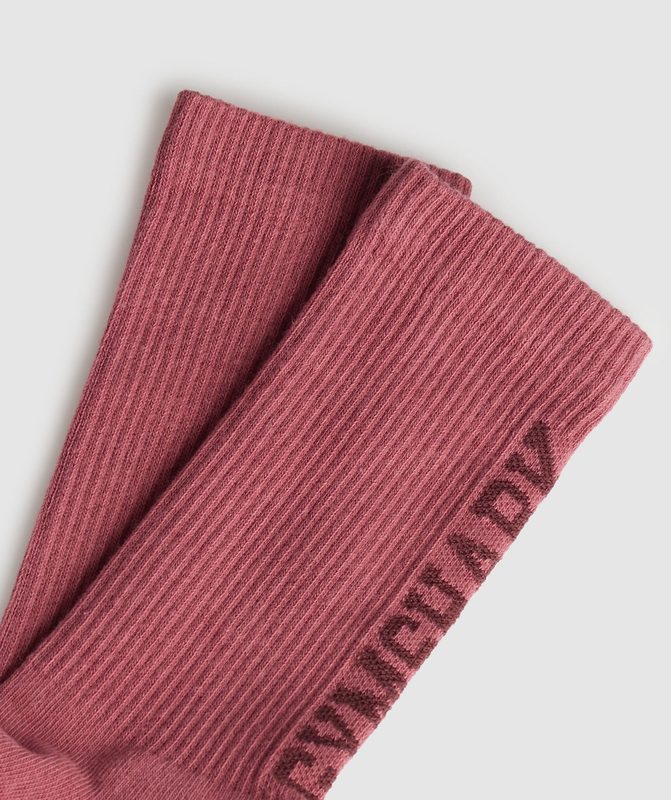 Gymshark Wordmark Crew Socks Sokken Soft Berry | 28PZHBFID