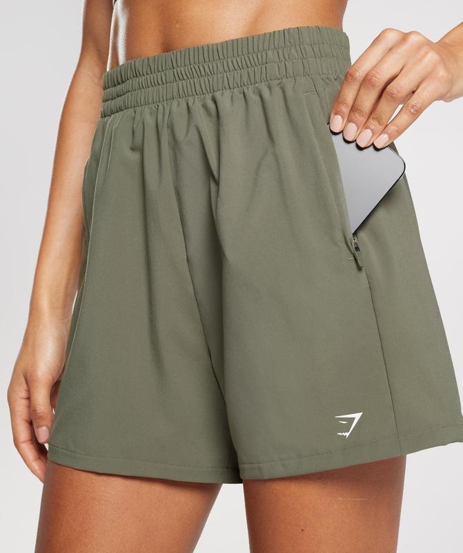 Gymshark Woven Pocket Shorts Korte Broek Olijfgroen | 91MWSKRUC